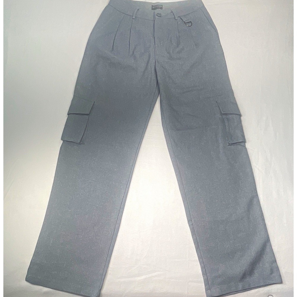 White Fox Women's Gray Cargo Pants M Regular Pleated Front Button Pockets